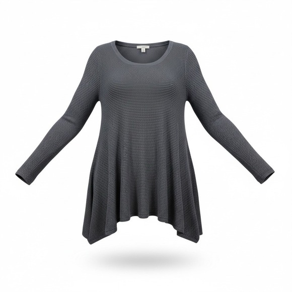 J. Jill Tops - J. Jill Pure Jill Linen Tunic Medium‎ Gray Long Sleeve Capsule Classic Preppy